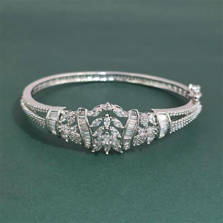 American Diamond Openable Kada With Mehndi Plating 2 Tone Plating Rhodium Plating