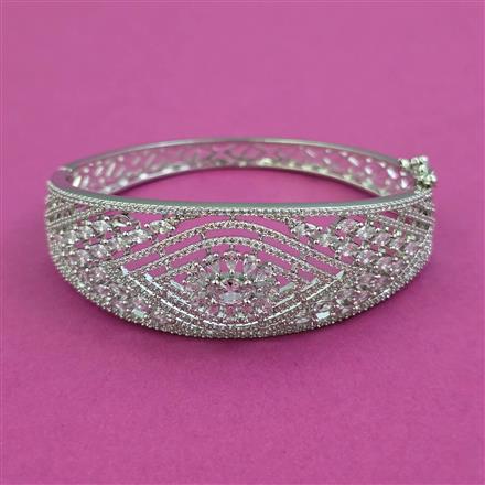 American Diamond Openable Kada With Mehndi Plating 2 Tone Plating Rhodium Plating