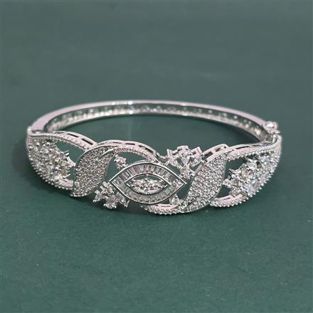 American Diamond Openable Kada With Mehndi Plating 2 Tone Plating Rhodium Plating