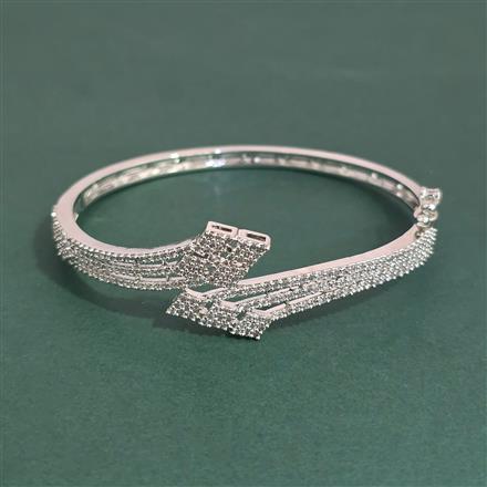 American Diamond Openable Kada With Mehndi Plating 2 Tone Plating Rhodium Plating