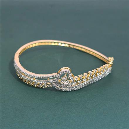 American Diamond Openable Kada With Mehndi Plating 2 Tone Plating Rhodium Plating