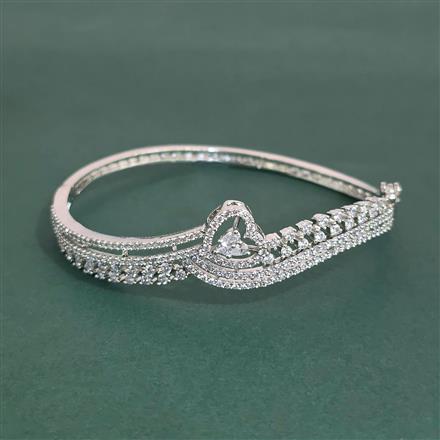 American Diamond Openable Kada With Mehndi Plating 2 Tone Plating Rhodium Plating