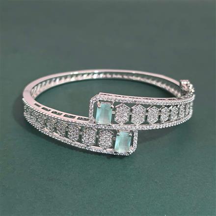 American Diamond Openable Kada With Rhodium Plating