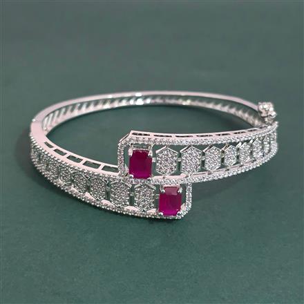 American Diamond Openable Kada With Rhodium Plating