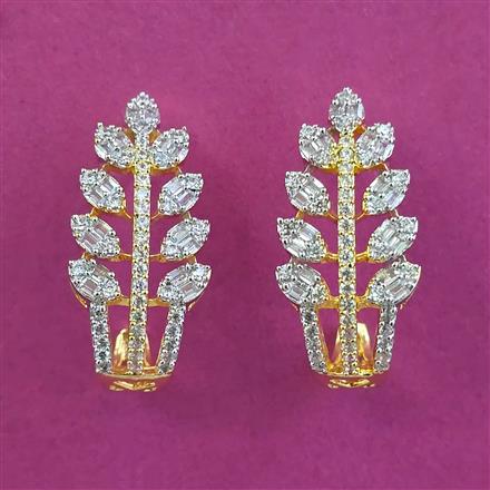 American Diamond Classic Earring With Mehndi Plating 2 Tone Plating Rhodium Plating