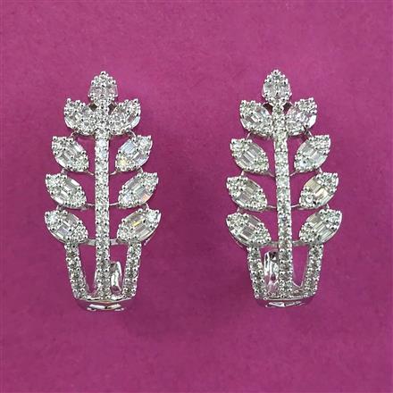 American Diamond Classic Earring With Mehndi Plating 2 Tone Plating Rhodium Plating