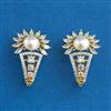 American Diamond Moti Earring With Mehndi Plating 2 Tone Plating Rhodium Plating