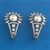 American Diamond Moti Earring With Mehndi Plating 2 Tone Plating Rhodium Plating