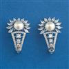 American Diamond Moti Earring With Mehndi Plating 2 Tone Plating Rhodium Plating