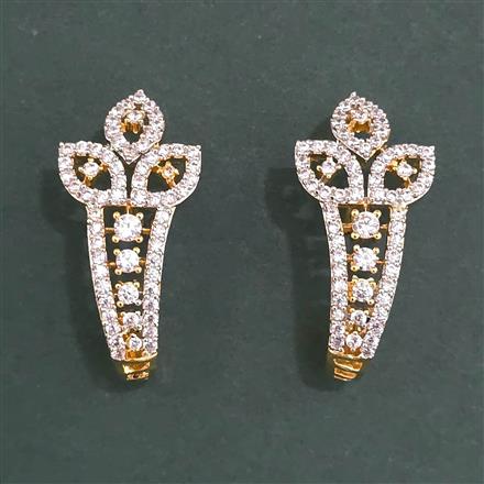 American Diamond Classic Earring With Mehndi Plating 2 Tone Plating Rhodium Plating