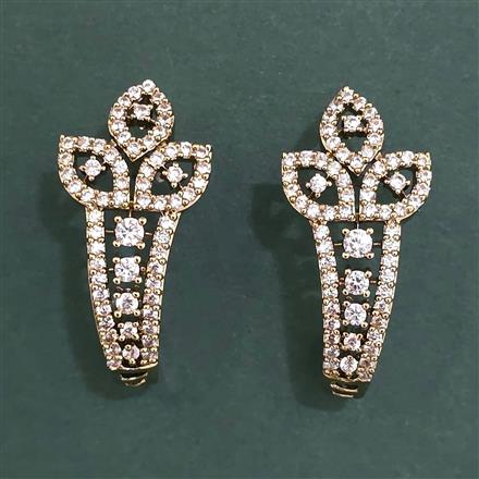 American Diamond Classic Earring With Mehndi Plating 2 Tone Plating Rhodium Plating
