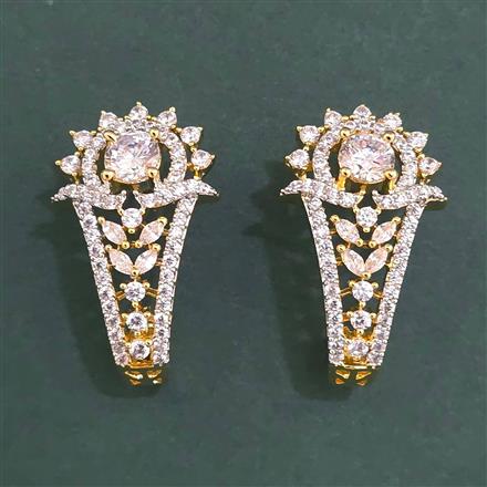 American Diamond Classic Earring With Mehndi Plating 2 Tone Plating Rhodium Plating