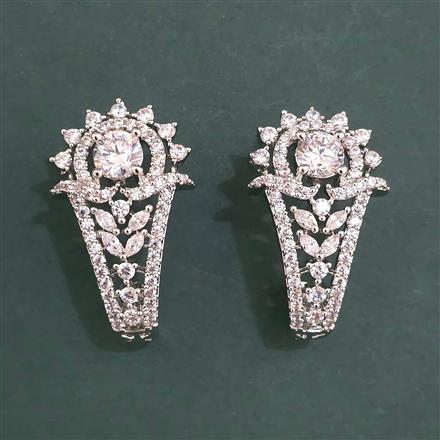 American Diamond Classic Earring With Mehndi Plating 2 Tone Plating Rhodium Plating