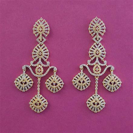 American Diamond Classic Earring With Mehndi Plating 2 Tone Plating Rhodium Plating