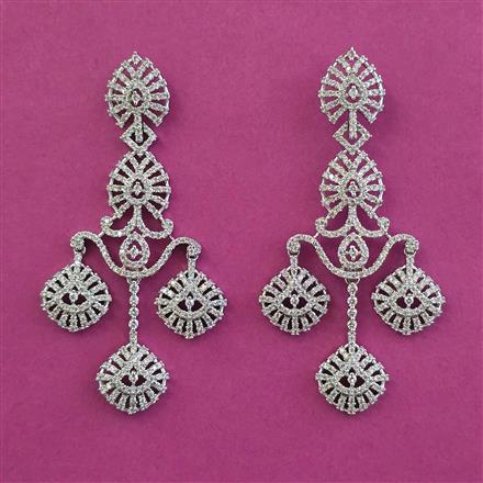 American Diamond Classic Earring With Mehndi Plating 2 Tone Plating Rhodium Plating