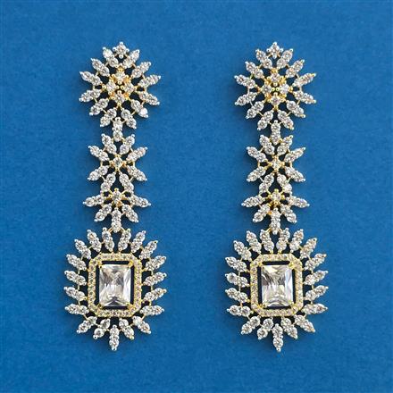 American Diamond Classic Earring With 2 Tone Plating