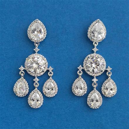 American Diamond Classic Earring With Rhodium Plating