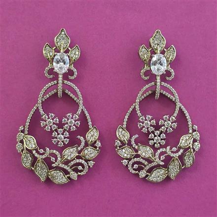 American Diamond Classic Earring With Mehndi Plating