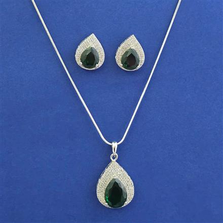 American Diamond Classic Pendant Set With Rhodium Plating