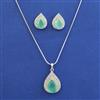 American Diamond Classic Pendant Set With Rhodium Plating