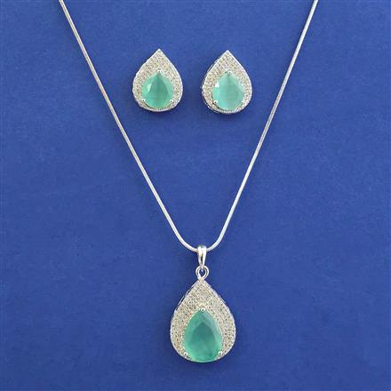 American Diamond Classic Pendant Set With Rhodium Plating