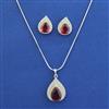 American Diamond Classic Pendant Set With Rhodium Plating