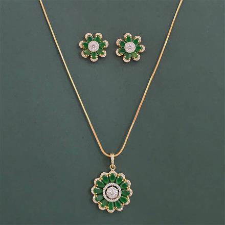 American Diamond Classic Pendant Set With 2 Tone Plating