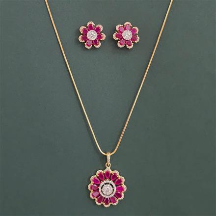 American Diamond Classic Pendant Set With 2 Tone Plating