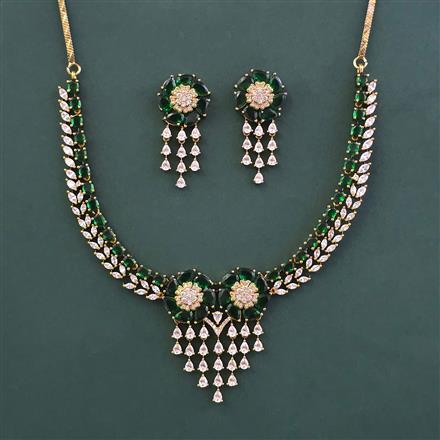 American Diamond Classic Necklace With Mehndi Plating