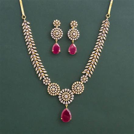 American Diamond Classic Necklace With 2 Tone Plating