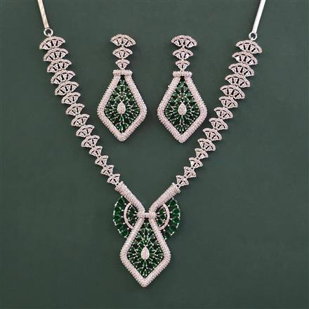 American Diamond Classic Necklace With Rhodium Plating