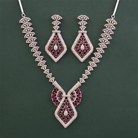 American Diamond Classic Necklace With Rhodium Plating