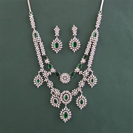 American Diamond Classic Necklace With Rhodium Plating