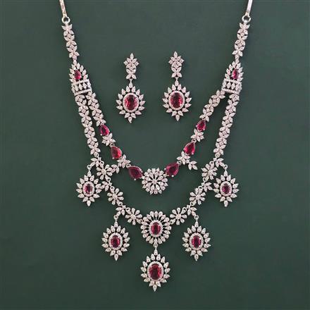 American Diamond Classic Necklace With Rhodium Plating