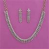 American Diamond Delicate Necklace With Mehndi Plating Rhodium Plating