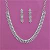 American Diamond Delicate Necklace With Mehndi Plating Rhodium Plating
