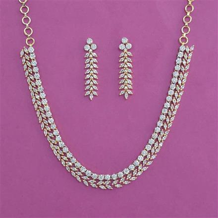 American Diamond Delicate Necklace With 2 Tone Plating