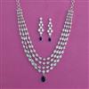 American Diamond 4 Line Necklace With Rhodium Plating
