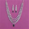 American Diamond 4 Line Necklace With Rhodium Plating