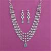 American Diamond 4 Line Necklace With Rhodium Plating