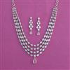 American Diamond 4 Line Necklace With Rhodium Plating