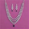 American Diamond 4 Line Necklace With Rhodium Plating