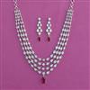 American Diamond 4 Line Necklace With Rhodium Plating