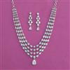 American Diamond 4 Line Necklace With Rhodium Plating