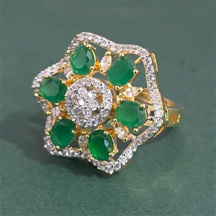 American Diamond Adjustable Ring With 2 Tone Plating