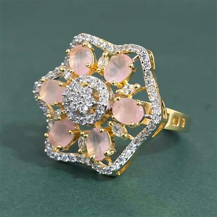 American Diamond Adjustable Ring With 2 Tone Plating