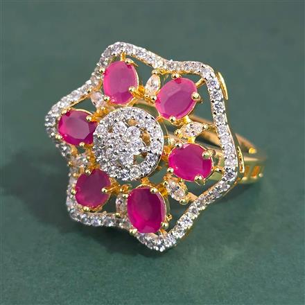 American Diamond Adjustable Ring With 2 Tone Plating