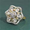 American Diamond Adjustable Ring With 2 Tone Plating