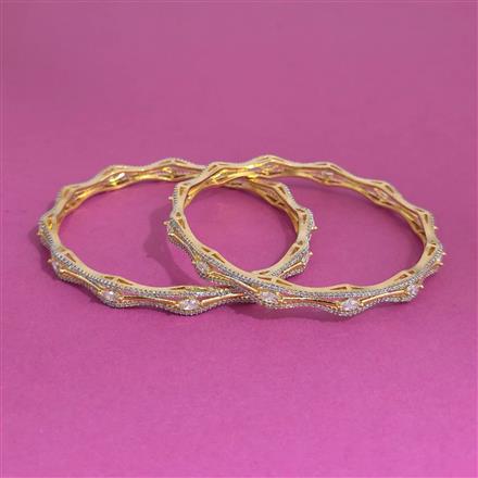 American Diamond Classic Bangles With 2 Tone Plating
