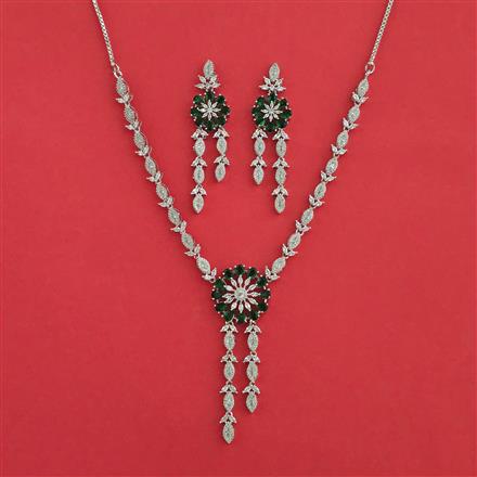 American Diamond Classic Necklace With Rhodium Plating